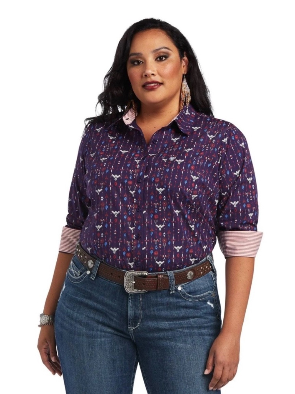 Ariat Kirby Long Sleeve Button Up Southwest Thunderbird Print Western Shirt